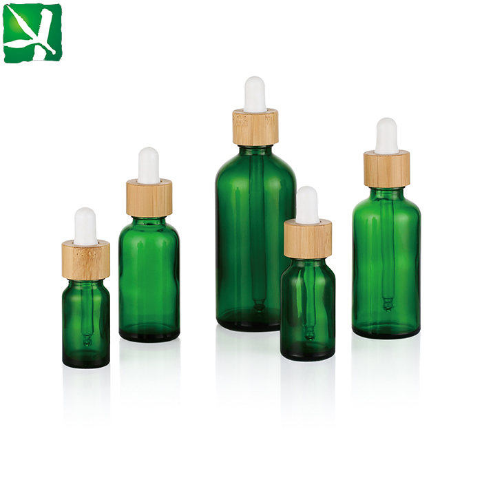  Bamboo  Amber Glass Bottles with Eye Droppers For Essential 